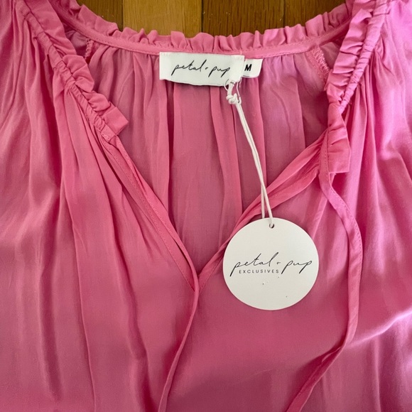 NEW Petal and Pup rayon tiered V-neck dress medium flowing boho pockets NWT pink - Picture 9 of 10